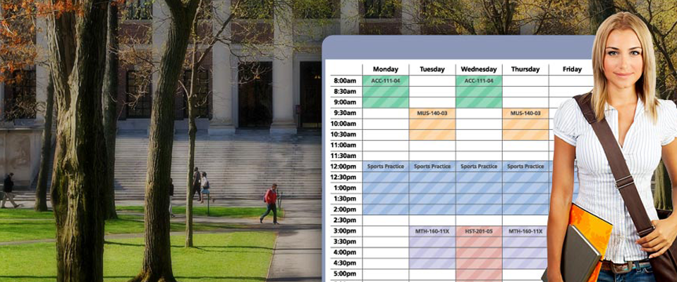 student with college scheduler