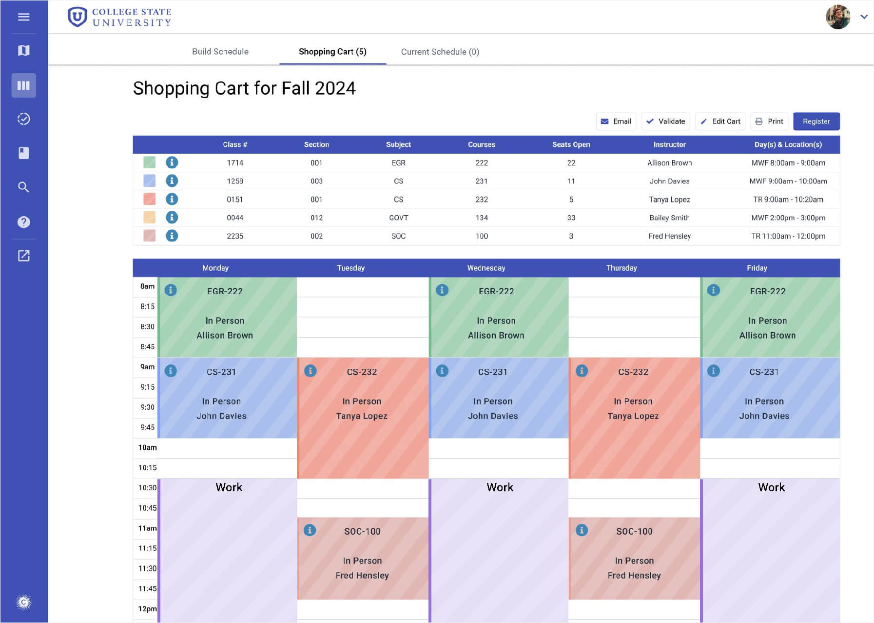 Civitas Learning's Student Scheduling Shopping Cart Feature