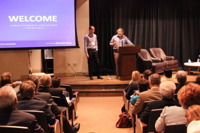 George Siemens and Dragan Gasevic welcome guests and share information about their work with the Society for Learning Analytics Research (SoLAR).